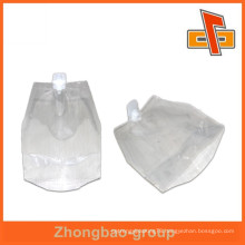 Good quality transparent spout pouch , nylon spout bag for packing water or drinks